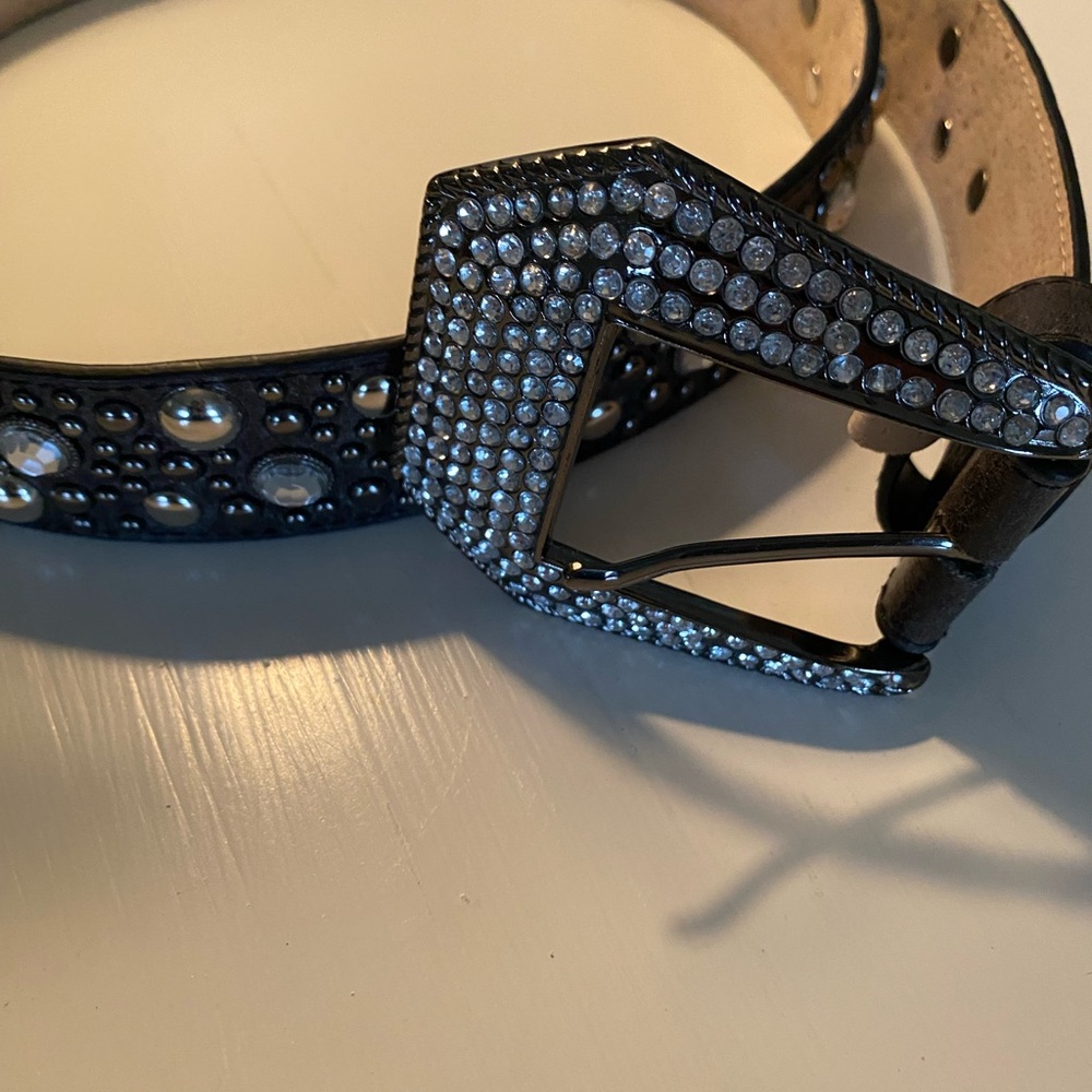 Black Belt with Rhinestone Buckle